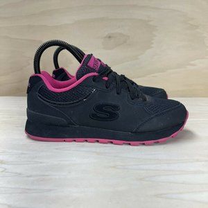 Skechers Womens Synergy Memory Foam Black Pink Fashion Sneaker Shoes 690 Sz 6